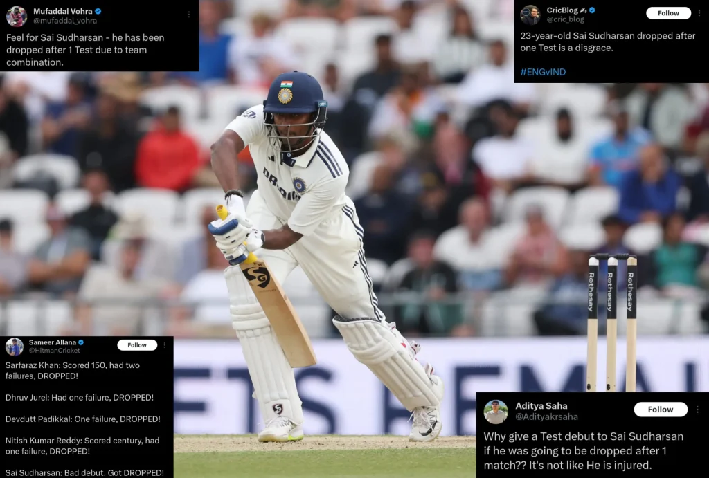Twitter Erupts as India Drops Sai Sudharsan for Second Test Against England